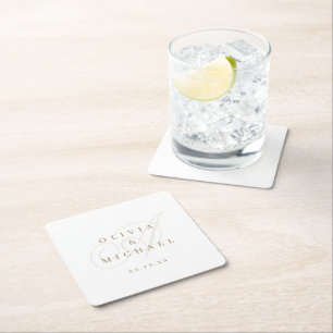 Dessous-de-verre Carré En Papier Élégante calligraphie classique vintage carré de m