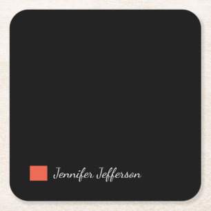 Dessous-de-verre Carré En Papier Élégante écriture moderne à la main Noir