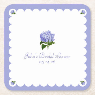 Dessous-de-verre Carré En Papier Élégante Fête des mariées Classic Hydrangea Scallo