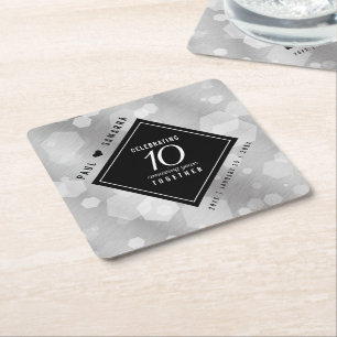 Dessous-de-verre Carré En Papier Élégante fête du 10e anniversaire du Mariage de Ti