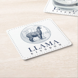 Dessous-de-verre Carré En Papier Élégante Llama avec Globe and Llama Kingdom Texte