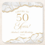 Dessous-de-verre Carré En Papier Elégante White Gold Agate 50e fête d'anniversaire<br><div class="desc">Ce sont des Dessous de verre élégants White Gold Agate 50th Birthday Party !</div>