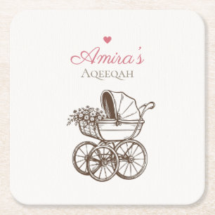 Dessous-de-verre Carré En Papier Élégants Dessous de Verre Aqiqah Rose Ancien Landa
