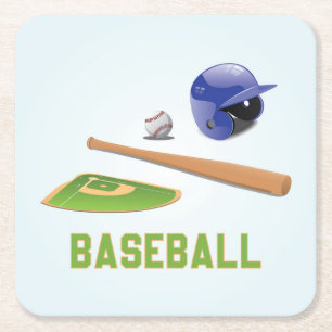 Dessous-de-verre Carré En Papier Éléments sportifs de baseball cool et coloré