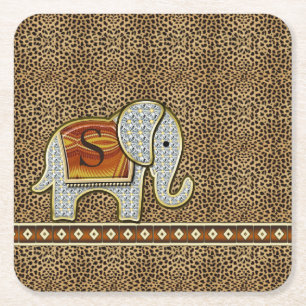Dessous-de-verre Carré En Papier Elephant Walk Monogram Cheetah ID390
