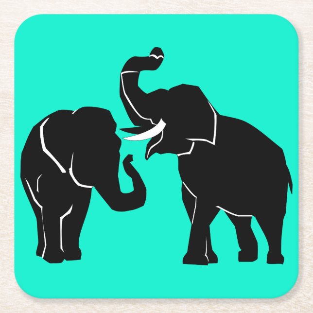 Dessous-de-verre Carré En Papier Eléphants (Devant)
