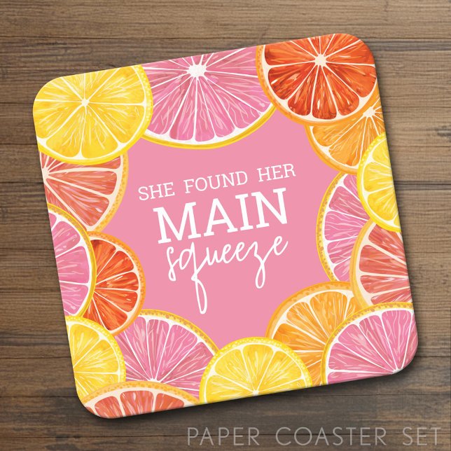 Dessous-de-verre Carré En Papier Elle a trouvé sa douche de mariée principale (Custom Coaster Set)