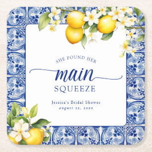 Dessous-de-verre Carré En Papier Elle a trouvé ses citrons Main Squeeze pour l'ente