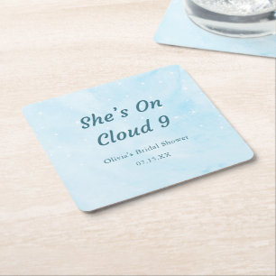 Dessous-de-verre Carré En Papier Elle est sur Cloud 9 Réception de mariage bleu cie
