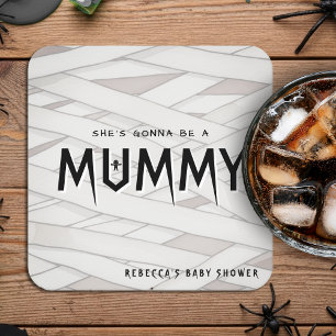 Dessous-de-verre Carré En Papier Elle va être un Baby shower d'Halloween maman