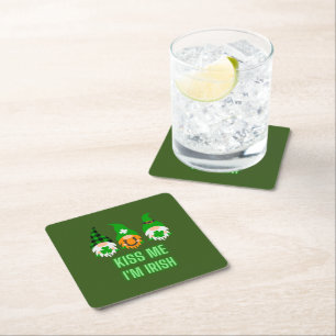 Dessous-de-verre Carré En Papier Embrassez-Moi Je Suis Irlandais Saint-Patrick Gnom