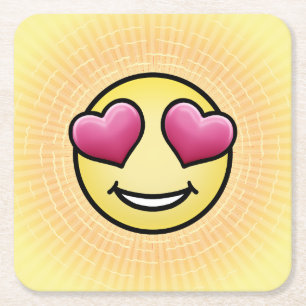 Dessous-de-verre Carré En Papier Emoji Love