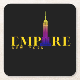 Dessous-de-verre Carré En Papier Empire State Building-New York-Or vibrant