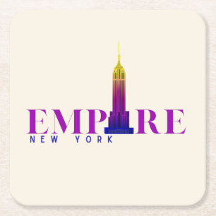 Dessous-de-verre Carré En Papier Empire State Building-New York-Vibrant