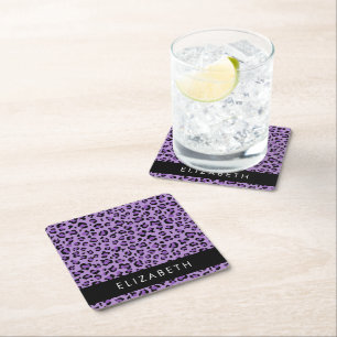Dessous-de-verre Carré En Papier Empreinte de léopard, Spots, Leopard Violet, Votre