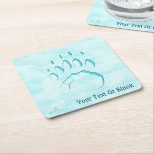 Dessous-de-verre Carré En Papier Empreinte de patte d'ours polaire