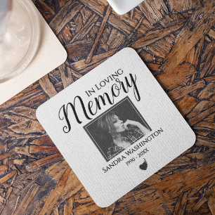 Dessous-de-verre Carré En Papier En Souvenir Affectueux Service de Mémoire Photo