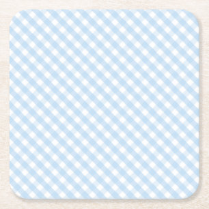 Dessous-de-verre Carré En Papier en vichy bleu, baby-party