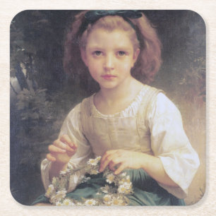 Dessous-de-verre Carré En Papier Enfant Braiing a Crown, Bouguereau