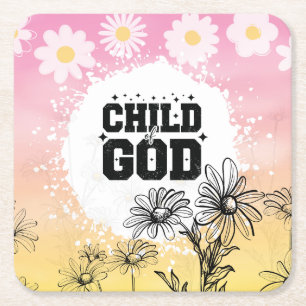 Dessous-de-verre Carré En Papier Enfant de Dieu Dégradé Floral Daisy Chrétien