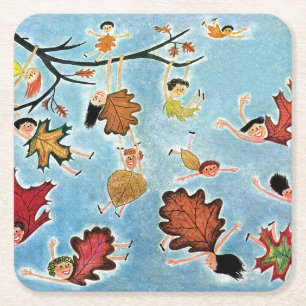 Dessous-de-verre Carré En Papier Enfants de feuille