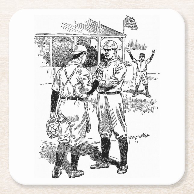 Dessous-de-verre Carré En Papier Ensemble classique de Dessous de verre de baseball (Devant)