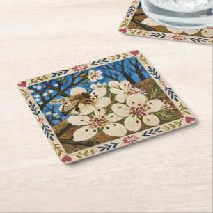 Dessous-de-verre Carré En Papier Ensemble de dessous de verre abeille - Abeille sur