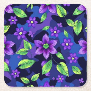 Dessous-de-verre Carré En Papier Ensemble de dessous de verre camouflage fleurs ble