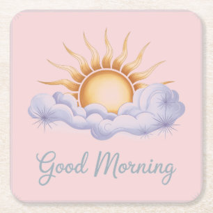 Dessous-de-verre Carré En Papier Ensemble de Dessous de verre de nuages de soleil r
