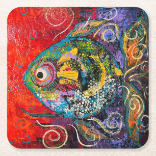Dessous-de-verre Carré En Papier Ensemble de Dessous de verre de poisson