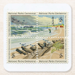 Dessous-de-verre Carré En Papier Ensemble de Dessous de verre de timbres-poste amé