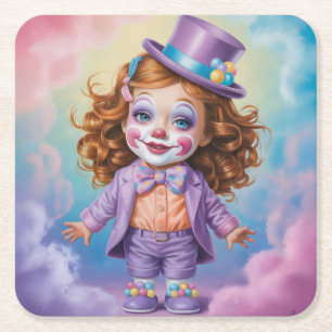 Dessous-de-verre Carré En Papier Ensemble de Dessous de verre Fille Ginger Clown
