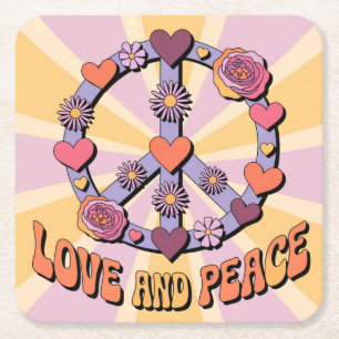 Dessous-de-verre Carré En Papier Ensemble de dessous de verre Love And Peace