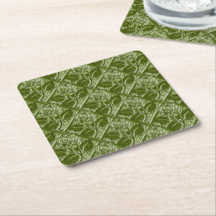 Dessous-de-verre Carré En Papier Ensemble de Dessous de verre verts Rose-12-Olive e