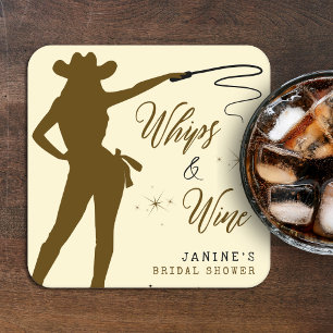 Dessous-de-verre Carré En Papier Enterrement de vie de jeune fille Cowgirl Whips &