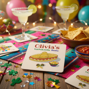 Dessous-de-verre Carré En Papier Enterrement de vie de jeune fille Fiesta Mexicaine