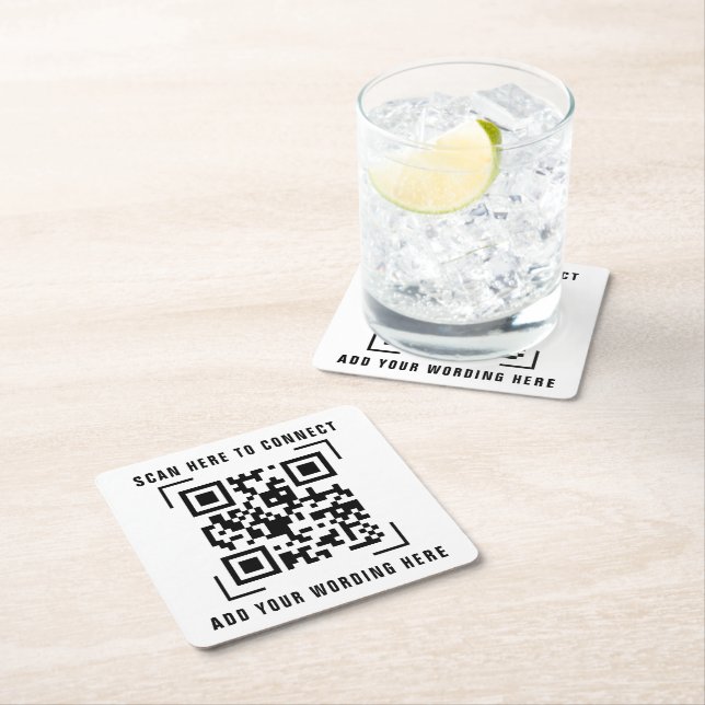 Dessous-de-verre Carré En Papier Entreprise | Analyse du code QR (En situation)
