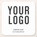 Dessous-de-verre Carré En Papier Entreprise Logo personnalisée<br><div class="desc">Personnalisez facilement ces dessous de verre de papier personnalisés avec votre logo et d'autres détails importants. Faites la promotion de votre entreprise avec nos dessous de verre personnalisés faits à partir d'une planche de pâte robuste de 50 pt. Ces dessous de verre minimalistes sont robustes, durables et absorbants - parfaits...</div>