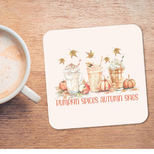 Dessous-de-verre Carré En Papier Épices de citrouille Boisson d'automne drôle citat