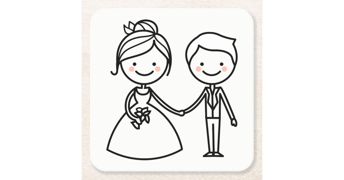 Dessous De Verre Carre En Papier Epouse De Caricatures Et Mariage Noir Et Blanc Zazzle Fr