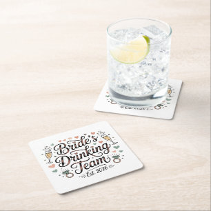Dessous-de-verre Carré En Papier Équipe de buveuses de mariées 