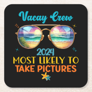 Dessous-de-verre Carré En Papier équipe de vacances 2024