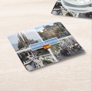 Dessous-de-verre Carré En Papier ES Barcelona - Sagrada Familia - Casa Batllo