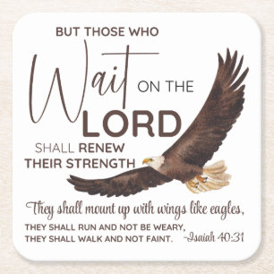 Dessous-de-verre Carré En Papier Ésaïe 40:31 Ceux qui attendent sur le Seigneur Écr