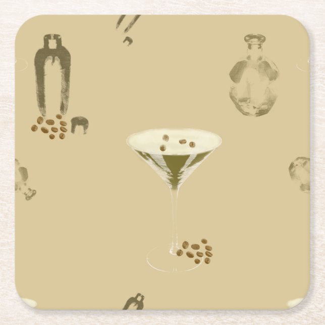 Dessous-de-verre Carré En Papier Espresso Martini (Devant)
