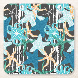 Dessous-de-verre Carré En Papier Estarfish Vintage : Arrière - plan à rayures foncé