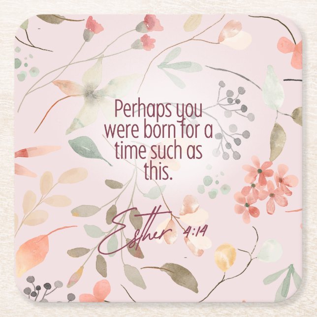 Dessous-de-verre Carré En Papier Esther 4:14 Bible chrétienne Verse Art (Devant)
