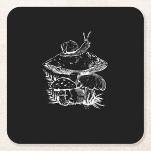 Dessous-de-verre Carré En Papier Esthétique Cottagecore Champignon Escargot Champig