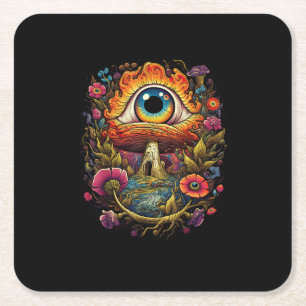 Dessous-de-verre Carré En Papier Esthétique Cottagecore Champignon Goblincore Simpl