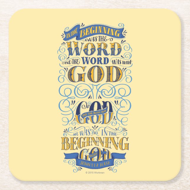 Dessous-de-verre Carré En Papier Était au début le mot (Devant)